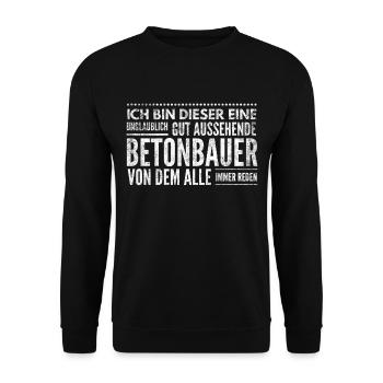 Betonbauer Spruch - Unisex Pullover - Schwarz - Vorne - Alina (178cm) & Michal (187cm)