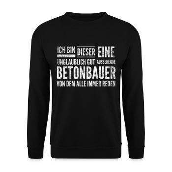 Bauarbeiter - Der unglaubliche Betonbauer - Unisex Pullover - Schwarz - Vorne - Alina (178cm) & Michal (187cm)
