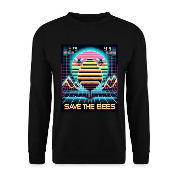 Retro-Futurism Bee Rescue (Save the Bees) - Unisex Sweatshirt - black - Front - Alina (178cm) & Michal (187cm)