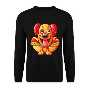 Hot Dog Hund Wurst Fast Food Lecker Lustig Humor - Unisex Pullover - Schwarz - Vorne - Alina (178cm) & Michal (187cm)