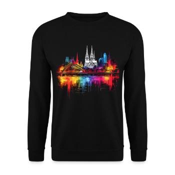 Cologne Cologne Cathedral Germany City Skyline Splash - Unisex Sweatshirt - black - Front - Alina (178cm) & Michal (187cm)