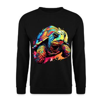 Colorful Turtle Splashes of Paint Splashes - Unisex Sweatshirt - black - Front - Alina (178cm) & Michal (187cm)