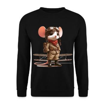 Cute Mouse Pilot - Unisex Pullover - Schwarz - Vorne - Alina (178cm) & Michal (187cm)