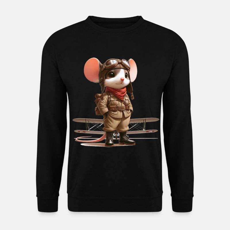 Cute Mouse Pilot - Unisex Sweatshirt - black