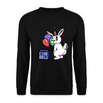 Hase Geburtstag Gratulieren Glückwunsch Feiern - Unisex Pullover - Schwarz - Vorne - Alina (178cm) & Michal (187cm)