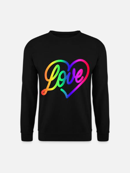 Love LOVE love Herz Regenbogen - Unisex Pullover - Schwarz