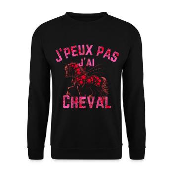 Ich kann nicht, ich habe Cheval Rouge - Unisex Pullover - Schwarz - Vorne - Alina (178cm) & Michal (187cm)