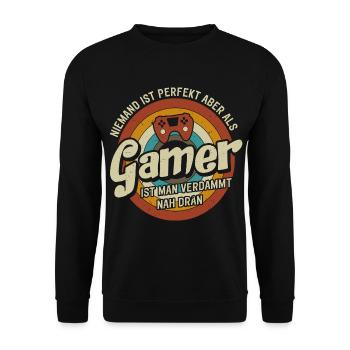 Joueur Personne n’est parfait qu’en tant que joueur - Sweat-shirt Unisexe - noir - Devant - Alina (178cm) & Michal (187cm)