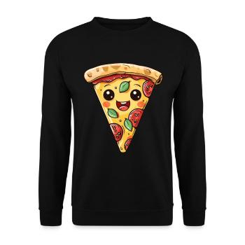 LUSTIGES PIZZA GESICHT FAST FOOD LOVER - Unisex Pullover - Schwarz - Vorne - Alina (178cm) & Michal (187cm)