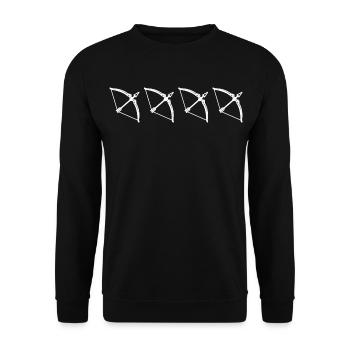 Bogenschießen Skizze - Unisex Pullover - Schwarz - Vorne - Alina (178cm) & Michal (187cm)