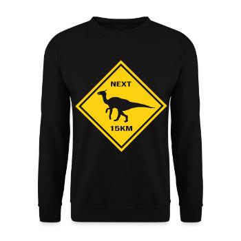 Achtung Saurolophus kreuzt die Straße Design - Unisex Pullover - Schwarz - Vorne - Alina (178cm) & Michal (187cm)