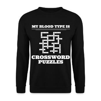 My Blood Type Is Crossword Puzzles Kreuzworträtsel - Unisex Pullover - Schwarz - Vorne - Alina (178cm) & Michal (187cm)
