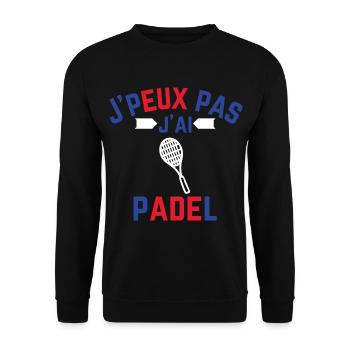 Ich kann nicht, ich habe Padel, blau, weiß, rot - Unisex Pullover - Schwarz - Vorne - Alina (178cm) & Michal (187cm)