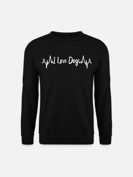 Ich liebe Hunde Herzschlag - Unisex Pullover - Schwarz