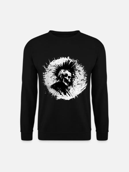 "Echoes of Anarchy" - Punk Splatter Portrait T-Shirt - Unisex Pullover - Schwarz