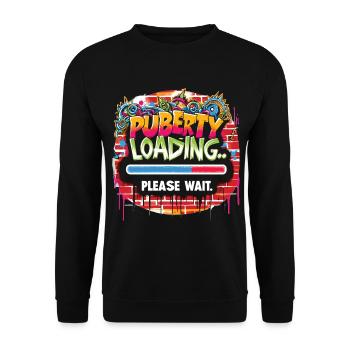 Puberty loading... please wait - Unisex Sweatshirt - black - Front - Alina (178cm) & Michal (187cm)