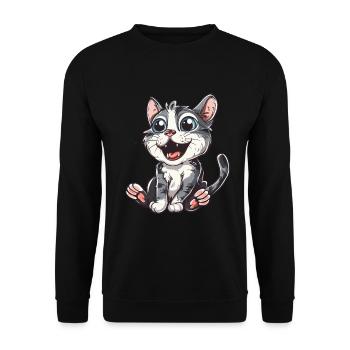 Playful kitten with big eyes - Unisex Sweatshirt - black - Front - Alina (178cm) & Michal (187cm)