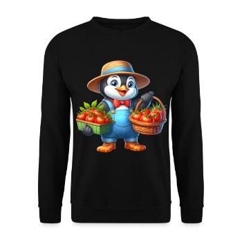 Gardener's penguin Proud harvest helper 🐧🌱 - Unisex Sweatshirt - black - Front - Alina (178cm) & Michal (187cm)