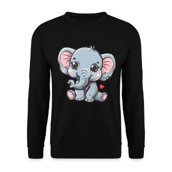 Éléphant mignon avec coeur pour enfants - Sweat-shirt Unisexe - noir - Devant - Alina (178cm) & Michal (187cm)