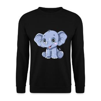 Cute blue elephant with big eyes - Unisex Sweatshirt - black - Front - Alina (178cm) & Michal (187cm)