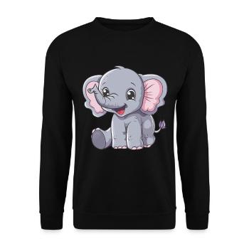 Cute elephant for kids - Unisex Sweatshirt - black - Front - Alina (178cm) & Michal (187cm)