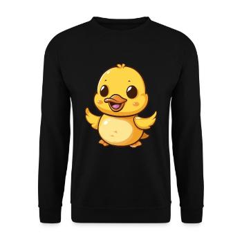 Fröhliches Entlein Tanzt Freudevoll - Unisex Pullover - Schwarz - Vorne - Alina (178cm) & Michal (187cm)