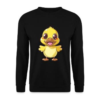Süßes Gelbes Entlein Bringt Freude - Unisex Pullover - Schwarz - Vorne - Alina (178cm) & Michal (187cm)