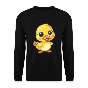 Canard mignon agitant avec un sourire - Sweat-shirt Unisexe - noir - Devant - Alina (178cm) & Michal (187cm)
