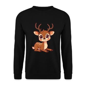 Fauve mignon avec de grands yeux - Sweat-shirt Unisexe - noir - Devant - Alina (178cm) & Michal (187cm)