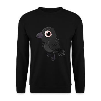 Adorable kawaii crow with big eyes - Unisex Sweatshirt - black - Front - Alina (178cm) & Michal (187cm)