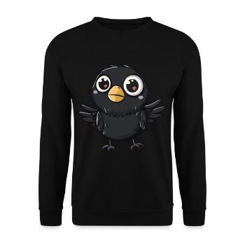 Adorable corbeau kawaii avec de grands yeux - Sweat-shirt Unisexe - noir - Devant - Alina (178cm) & Michal (187cm)