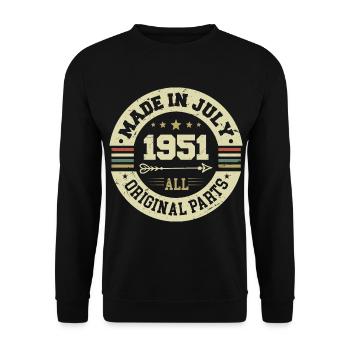 Juli 1951 Geburtstagsgeschenk 1951 I Made in July - Unisex Pullover - Schwarz - Vorne - Alina (178cm) & Michal (187cm)