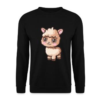 Niedliches Alpaka Motiv Für Dich - Unisex Pullover - Schwarz - Vorne - Alina (178cm) & Michal (187cm)