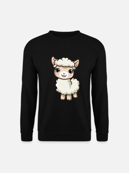 Niedliches Alpaka Mit Großen Augen - Unisex Pullover - Schwarz