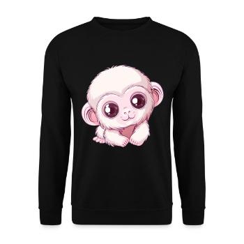 Cute Pink Baby Monkey Look - Unisex Sweatshirt - black - Front - Alina (178cm) & Michal (187cm)