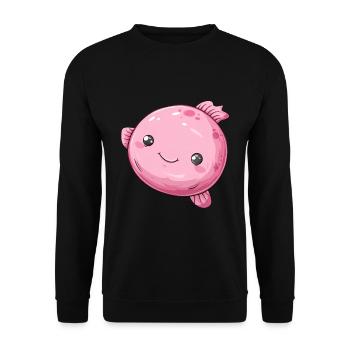 Poisson à bulles rose avec un sourire charmant - Sweat-shirt Unisexe - noir - Devant - Alina (178cm) & Michal (187cm)