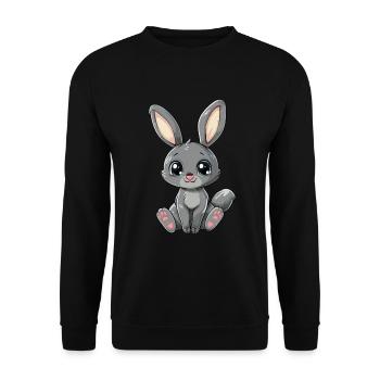Un doux look de lapin gris pour vous - Sweat-shirt Unisexe - noir - Devant - Alina (178cm) & Michal (187cm)