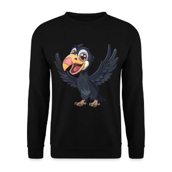 Kalifornischer Kondor Mit Offenen Flügeln - Unisex Pullover - Schwarz - Vorne - Alina (178cm) & Michal (187cm)