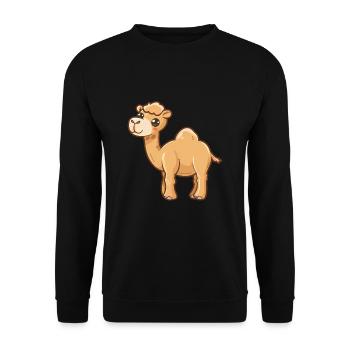 Süßes Lächelndes Alpaka Motiv - Unisex Pullover - Schwarz - Vorne - Alina (178cm) & Michal (187cm)