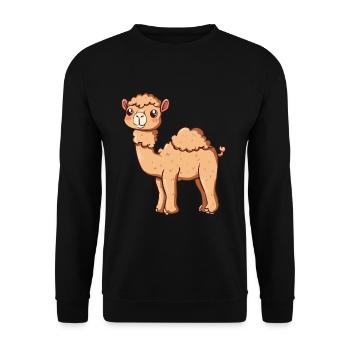 L’alpaga mignon vous sourit - Sweat-shirt Unisexe - noir - Devant - Alina (178cm) & Michal (187cm)