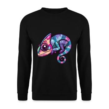 Colorful Chameleon Big Eyes Fantasy - Unisex Sweatshirt - black - Front - Alina (178cm) & Michal (187cm)