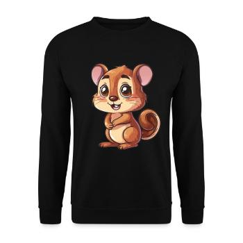 Cute Cartoon Chipmunk for Kids - Unisex Sweatshirt - black - Front - Alina (178cm) & Michal (187cm)
