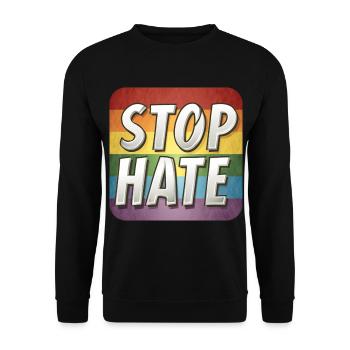 LGBTQ Stop Hate - Unisex Pullover - Schwarz - Vorne - Alina (178cm) & Michal (187cm)