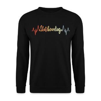 Skateboarding Heartbeat - Unisex Sweatshirt - black - Front - Alina (178cm) & Michal (187cm)