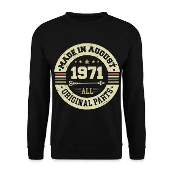 Août 1971 Cadeau d’anniversaire Août 1971 Août - Sweat-shirt Unisexe - noir - Devant - Alina (178cm) & Michal (187cm)