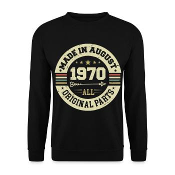 Août 1970 Cadeau d’anniversaire Août 1970 Août - Sweat-shirt Unisexe - noir - Devant - Alina (178cm) & Michal (187cm)