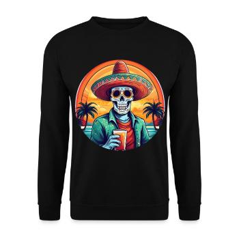 5 de Mayo Party Drinko de Mayo Sugar Skull Drink - Unisex Sweatshirt - black - Front - Alina (178cm) & Michal (187cm)