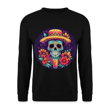 5 de Mayo Party Drinko de Mayo Sugar Skull Drink - Unisex Sweatshirt - black - Front - Alina (178cm) & Michal (187cm)