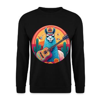 5 de Mayo Party Drinko de Mayo Lama and Guitar - Unisex Sweatshirt - black - Front - Alina (178cm) & Michal (187cm)