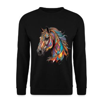 colorful Horse Horse Head Nuestern Horse Head - Unisex Sweatshirt - black - Front - Alina (178cm) & Michal (187cm)